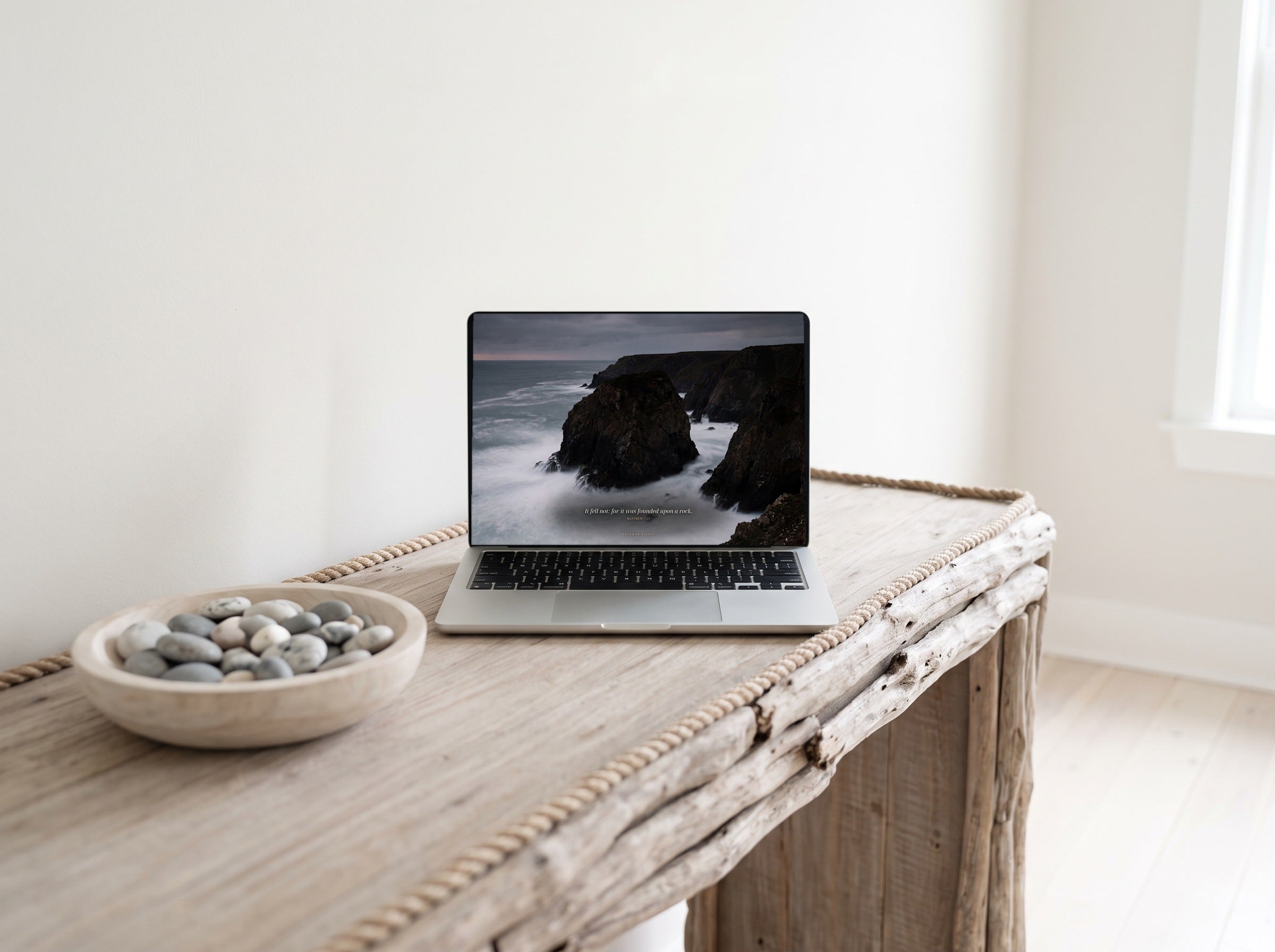 Founded desktop wallpaper on a laptop