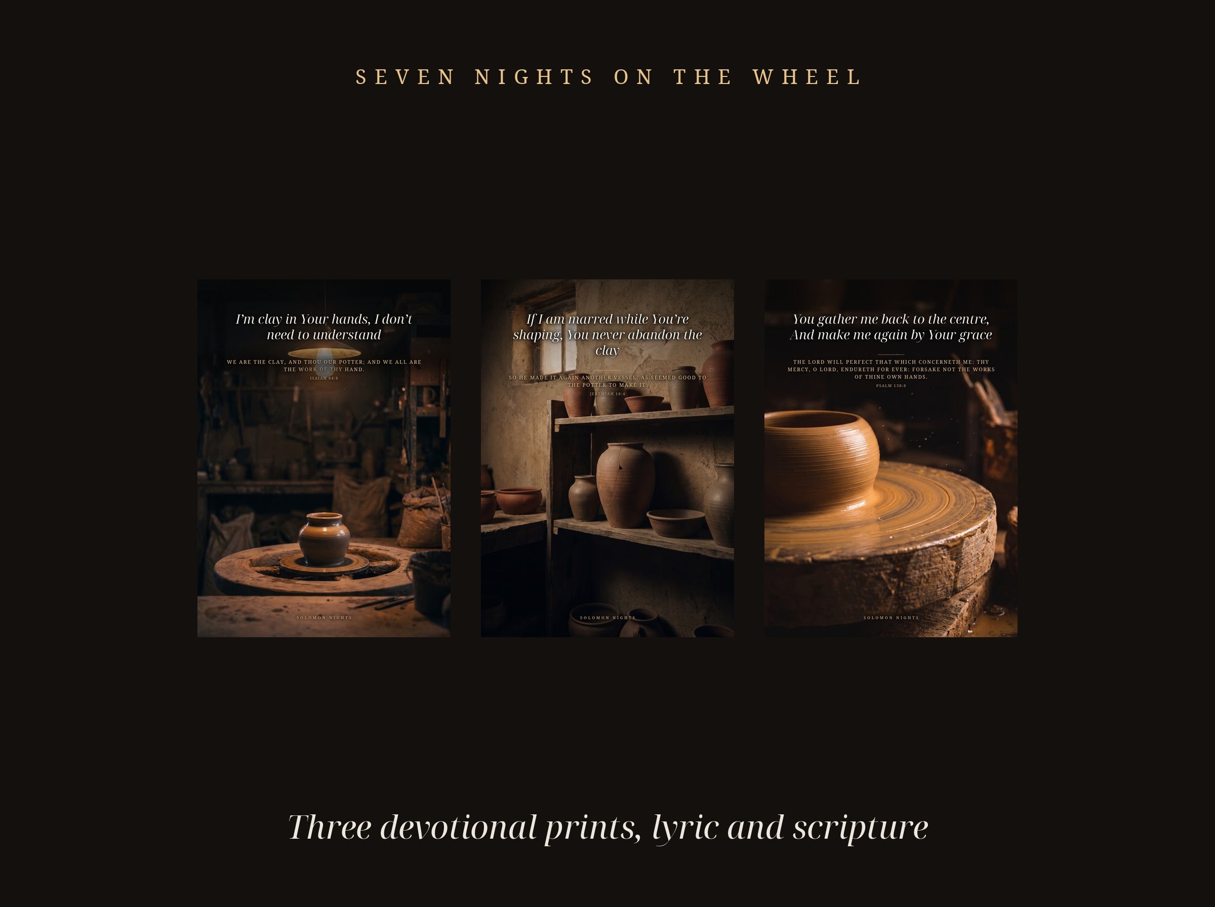 Seven Nights On The Wheel, three devotional prints